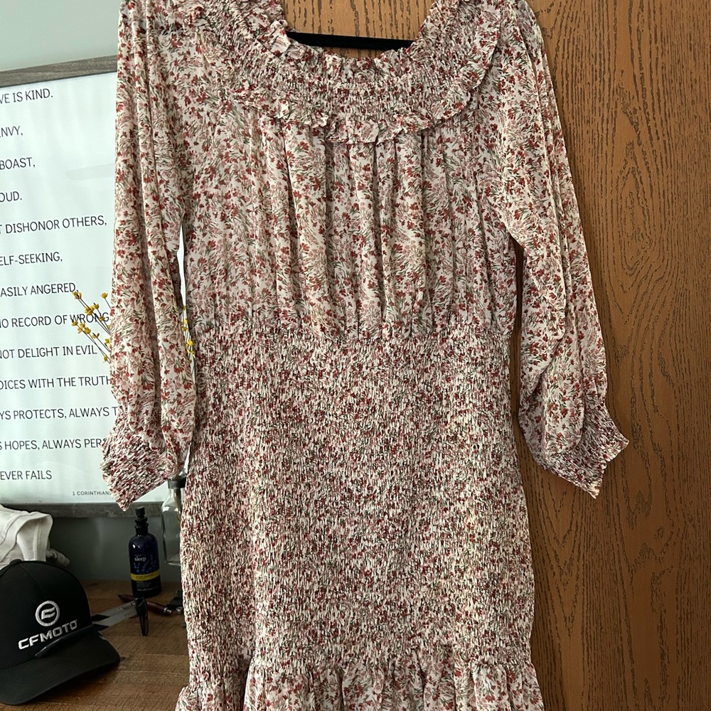 Entro Floral Print Kids Dress - Red and White